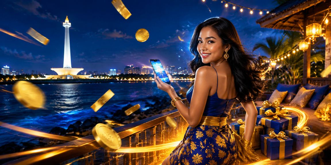 Pemain santai menikmati bonus cashback di tepi pantai sambil menggunakan platform mobile