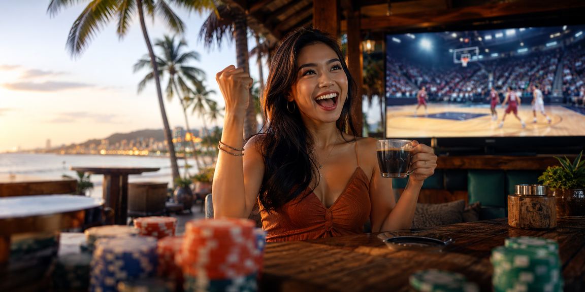 Suasana taruhan olahraga basket di kafe malam yang ramai mengingatkan suasana nonton bareng di Indonesia